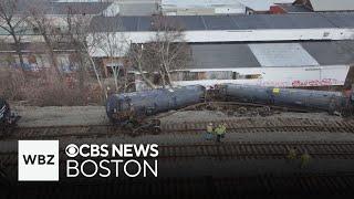 Train cars carrying ethanol derail in Worcester