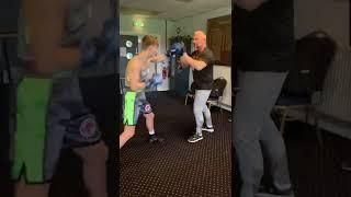 Joe Myers warming up for another Merseyside and Cheshire final 