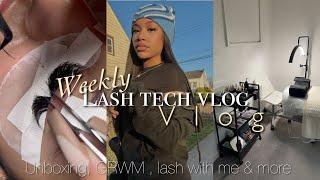 weekly vlog | lash tech vlog (unboxing, GRWM , chitchat , lash with me &more )