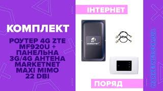 Комплект Роутер 4G ZTE MF920U+Панельна 3G/4G антена MARKETNET Maxi MIMO 22 dB