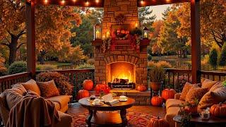 Autumn Porch Vibes  Cozy Morning with Piano Jazz, Soft Rain and Fireplace Sounds for Relaxation