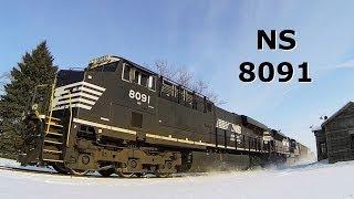 NS 8091 West by the Old Genoa Depot on 2-9-2014