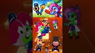 SHERIFF LABRADOR EXE vs DOBIE EXE vs SHERIFF PAPILLON EXE x Coffin Dance | #487 Tiles Hop #shorts