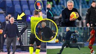 Jose Mourinho RED CARD after KICKS the Ball in Roma vs Verona