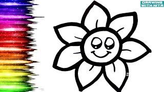 Flower  Drawing, Colouring for Kids, Toddlers, Drawing for Kids, ​ @DRAWINGWITHNITA