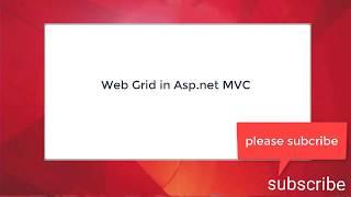 WebGrid In  MVC5