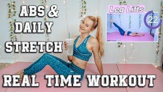 REAL-TIME WORKOUT ROUTINE ABS & DAILY STRETCHES | MaVie Noelle