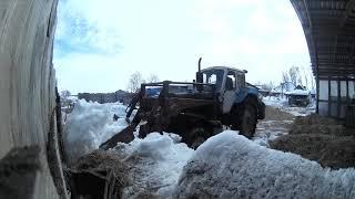 Перестановка снега и сена. Спасаю сеновал от подтопления. Юмз-6 и минитрактор Weituo 22 марта