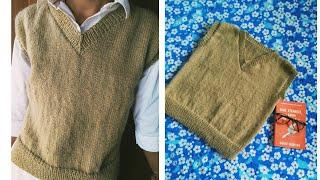 How to knit a V neck vest, bottom up, half sweater. (PART-1)