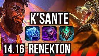 K'SANTE vs RENEKTON (TOP) | 1400+ games, 9/3/9 | NA Challenger | 14.16