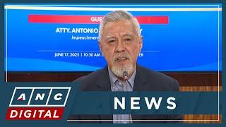 LIVE: Atty. Antonio Bucoy holds presser after being named House prosecutors spokesperson | ANC
