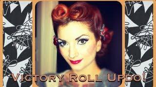 Vintage Hair Center Part Victory Roll Updo Tutorial by CHERRY DOLLFACE