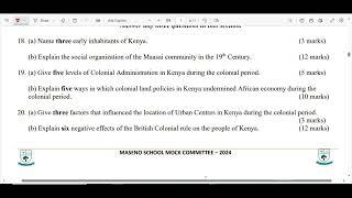 2024 KCSE HISTORY PAPER 1 Maseno prediction.