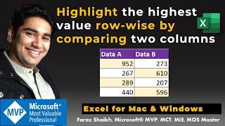 Highlight the Highest value row-wise by comparing two columns in Excel