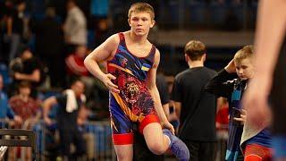 U15 Zakhar Nyzhyn (UKR) vs Braden Jones (USA) 57kg. Greco-roman boys youth wrestling.