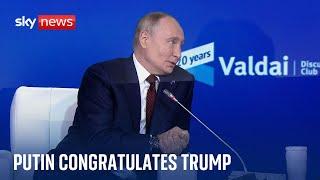 Vladimir Putin says he is ready to speak with Donald Trump and congratulated him on his victory.