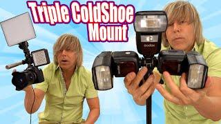 triple cold shoe quarter twenty camera light microphone mounts and gadgestts for photography and vid