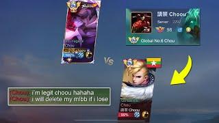 REAL CHOOU VS MYANMAR CHOOU - TOP 3 GLOBAL VS TOP 6 GLOBAL (WHO WIN!?) - Mobile Legends