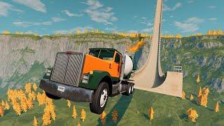 Trucks and Emergency Сars vs Mega Ramp | BeamNg Drive