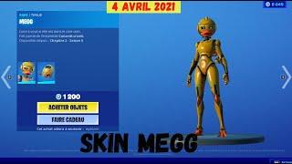 *NEW* SKIN  MEGG / WEBSTER BOUTIQUE 4 AVRIL FORTNITE BATTLE ROYAL / ITEM SHOP 4/04 FORTNITE