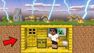 We Made a Bunker to Survive Thunder Disaster in Minecraft..