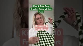 Crochet check tote bag full tutorial out now #crochetforbeginners #crochettutorial #kmartaustralia