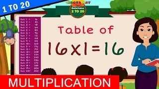 1 to 20 Multiplication, Table of 16, Time of tables - @Chhota Art - MathsTables