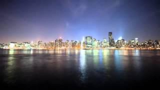 Город, реко, ночь "Фоновое видео Timelapse New York City USA Таймлапс"