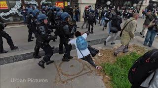 Clashes in Paris on May Day 2024 sees woman floored by a brick