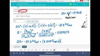 ALEKS: Calculating reaction free energy under nonstandard conditions