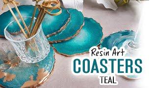 Resin Art  - How to make teal agate style coasters using a silicone mold