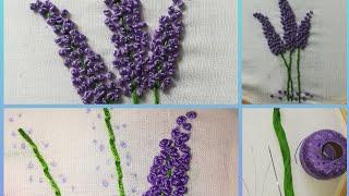 Hand embroidery : DIY. lavender design. simple and easy design using basic stitches.