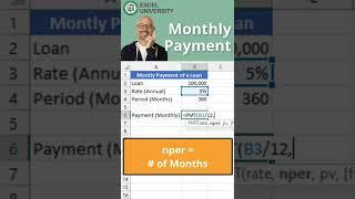 Excel PMT Function #shorts #excel #spreadsheet #exceltips