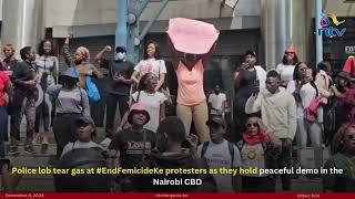 Police lob tear gas at #EndFemicideKe protesters as they hold peaceful demo in the Nairobi CBD