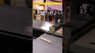 Cinematic Drone Shot: Plasma Table Slicing Thick Steel in Style 