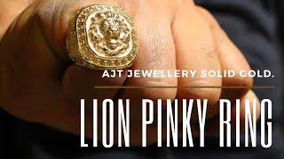 Men’s Solid 18kt Yellow Gold | Lion Pinky Ring | AJT Jewellery 