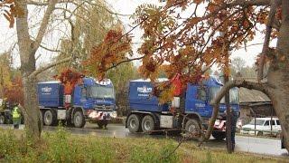 Transportation of heavy cargo. The last section of the first load. September 20, 2014. Kirovgrad,