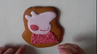 Пряник Свинка пеппа 2 (в полный рост) /How to decorate  Peppa Pig cookie