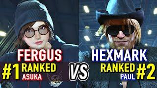 T8  FERGUS (#1 Ranked Asuka) vs HEXMARK (#2 Ranked Paul)  Tekken 8 High Level Gameplay