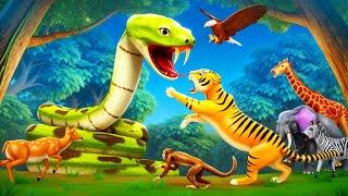 Snake vs. Tiger!  The Ultimate Jungle Battle for Survival! Animal Kingdom