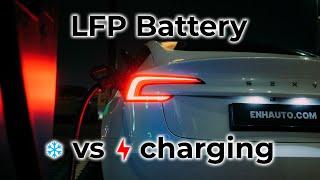 How Fast Does The LFP Battery Charge When It's Cold Vs Preheated?