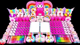 Slime Mixing Random   KUROMI PINK  + Rainbow Bunny Vibes   Lip Tray & Cloud Slime Explosion