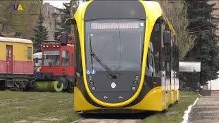 A new tram, resembling a spacecraft, is being tested in Dnipro city