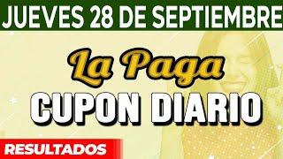 Resultado del sorteo Cupón Diario del Jueves 28 de Septiembre del 2023.