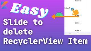 Android recyclerview swipe to delete item | slide to delete item from recyclerview | Kotlin 2021