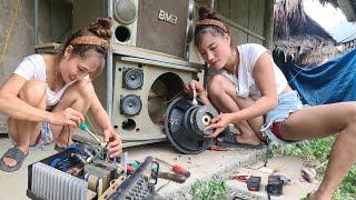 With simple tools, the Girl successfully repaired the audio amplifier circuit board.|| Chy Bycamping