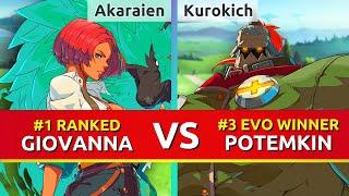 GGST ▰ Akaraien (#1 Ranked Giovanna) vs Kurokich (#1 EU Potemkin). Guilty Gear Strive