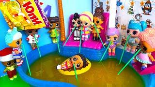 CARTOON LOL SURPRISE DOLLS IN THE POOL for THE New Year With JUPI funny video as Lalil DARINELKA