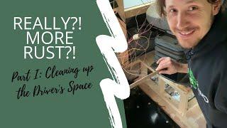Cleaning up bus drivers seat space - School Bus Conversion - SKOOLIE Video