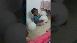 Dwij Playing a balloon on his birthday #Dwij#11/09/23#Busy baby